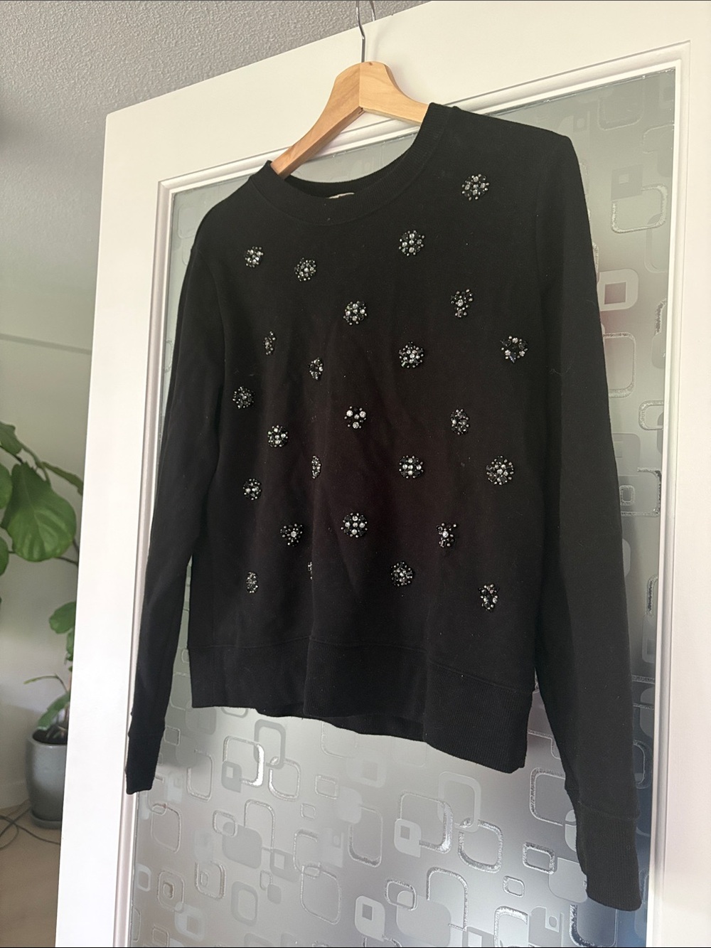 MICHAEL Michael Kors Black Crystal-Embellished Crewneck Sweater